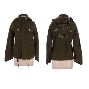 Coach 1941 Hot Water Soup Utility Jacket w Hood Leather, Sequin & Crystal Accent